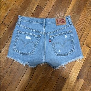 Levi's Blue Jean Shorts with Distressed Hem